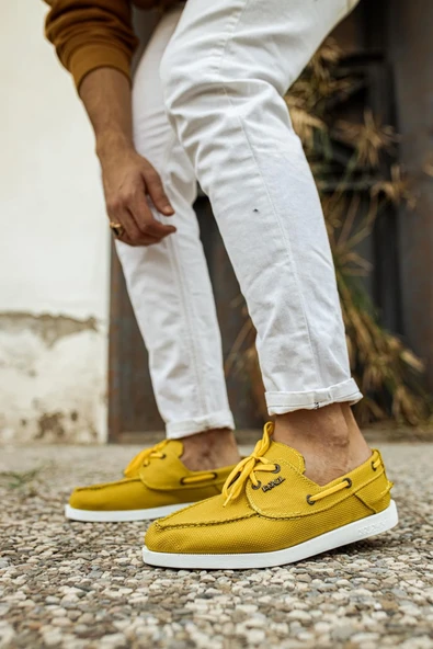 Knack Mevsimlik Keten Ayakkabı 008 Sarı - Resim 8
