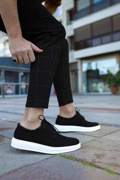 Knack Klasik Erkek Ayakkabı 001 Siyah Süet (Beyaz Taban) - Resim 7