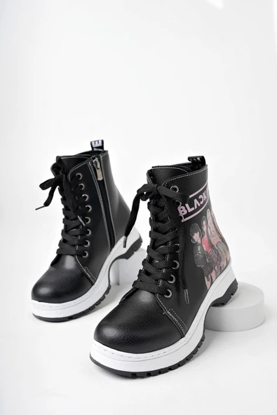 Siyah BlackPink Fermuarlı Kız Çocuk Botu - 2