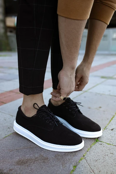 Knack Klasik Erkek Ayakkabı 001 Siyah Süet (Beyaz Taban) - Resim 8