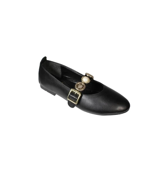 YAZKIŞ Kadın Siyah Ten Cilt Üzeri Para Baskılı Atkılı Babet ürün görseli