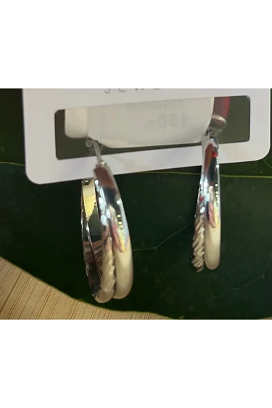 Monalisa Home Gümüş Renk Lüks Gösterişli Küçük Halka Küpe ürün görseli 1