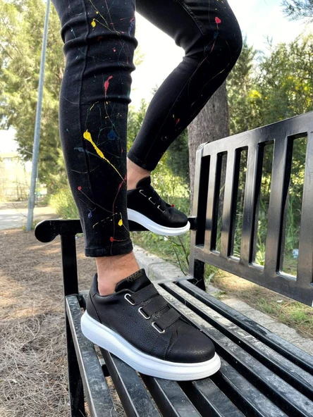 Knack Sneakers Ayakkabı 889 Siyah (Beyaz Taban) - Resim 3