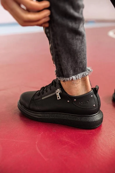 Knack Yüksek Taban Günlük Ayakkabı 555 Siyah (Siyah Taban) - Resim 4