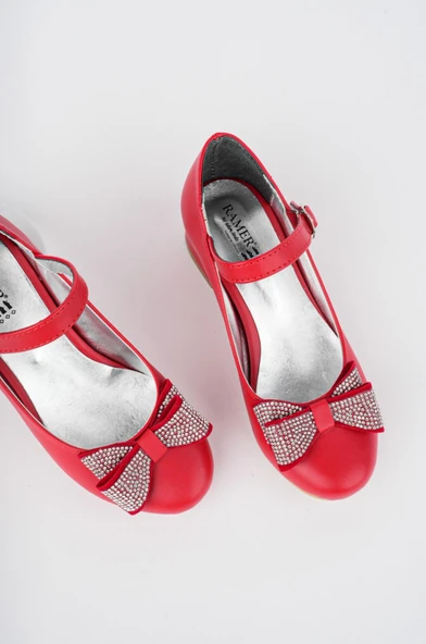 Fiyonklu Taşlı Kız Çocuk Abiye Ayakkabı - 3