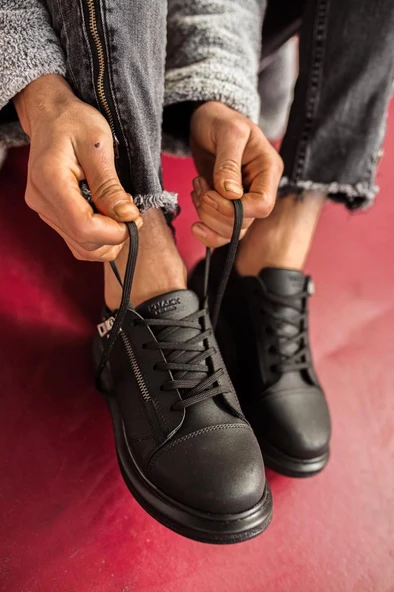 Knack Yüksek Taban Günlük Ayakkabı 555 Siyah (Siyah Taban) - Resim 6