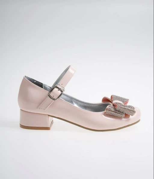 Pudra Rugan Taşlı Fiyonk Kız Çocuk Lüks Abiye - 2