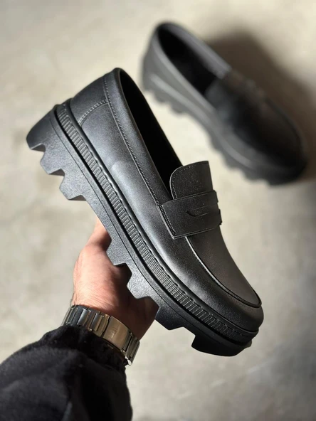 Knack Yüksek Taban Klasik Ayakkabı 779 Siyah (Siyah Taban) - Resim 6