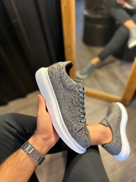 Knack Yüksek Taban Harf Desenli Günlük Ayakkabı 047 Gri ürün görseli