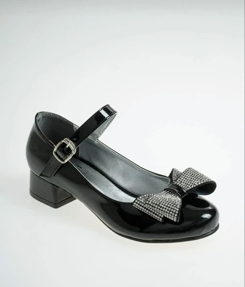 Siyah  Rugan Taşlı Fiyonklu Kız Çocuk Lüks Abiye - 2