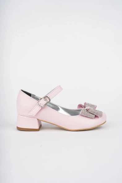 Fiyonklu Taşlı Kız Çocuk Abiye Ayakkabı - 8