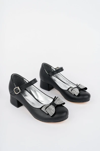 Fiyonklu Taşlı Kız Çocuk Abiye Ayakkabı - 4