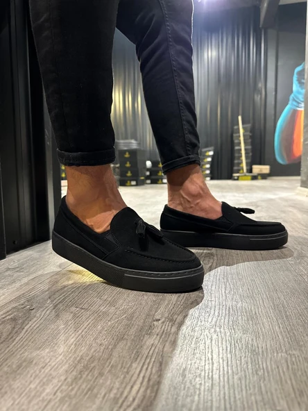 Knack Günlük Spor Klasik Ayakkabı 717 Siyah Süet (Siyah Taban) - Resim 2