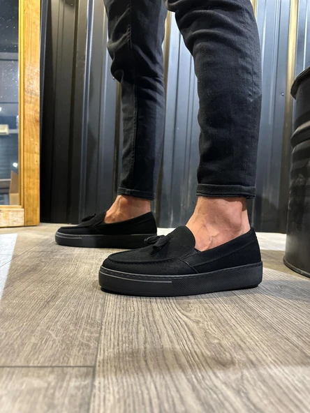 Knack Günlük Spor Klasik Ayakkabı 717 Siyah Süet (Siyah Taban) - Resim 3