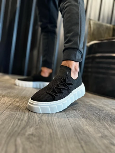 Knack Yüksek Taban Günlük Ayakkabı 1025 Siyah (Beyaz Taban) ürün görseli