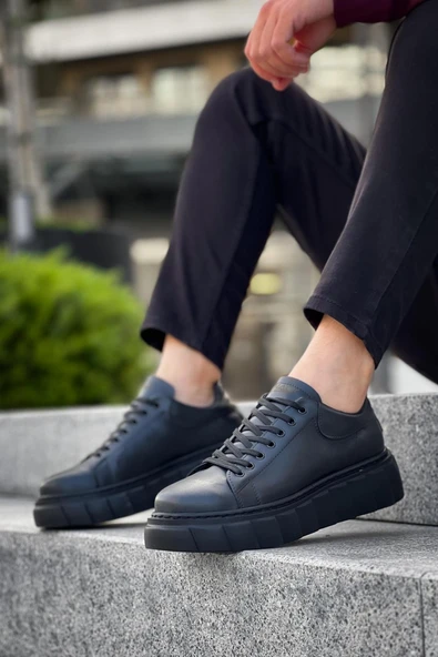 Knack Yüksek Taban Günlük  Ayakkabı 144  Siyah (Siyah Taban) - Resim 2