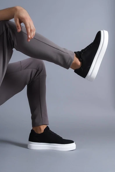 Knack Günlük Ayakkabı 421 Siyah Süet (Beyaz Taban) - Resim 4