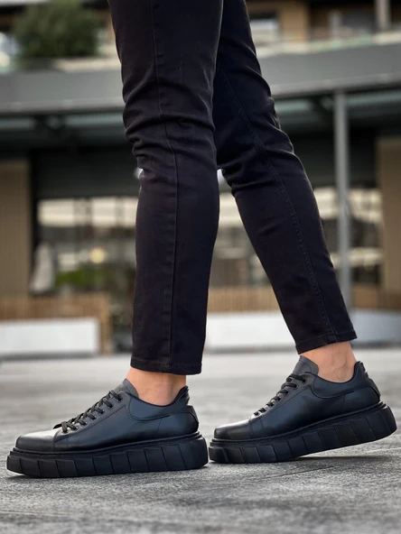 Knack Yüksek Taban Günlük  Ayakkabı 144  Siyah (Siyah Taban) - Resim 4