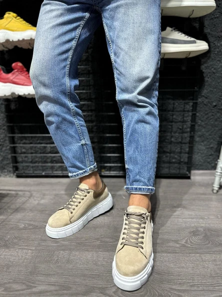 Knack Yüksek Taban Günlük Süet Ayakkabı 144  Vizon Süet - Resim 3