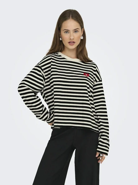 Only Lıvına Çizgili Kadın Sweat 15359682 - 1