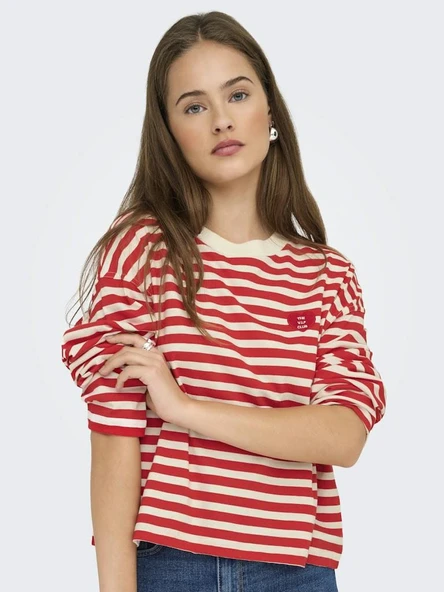 Only Lıvına Çizgili Kadın Sweat 15359682 - 3