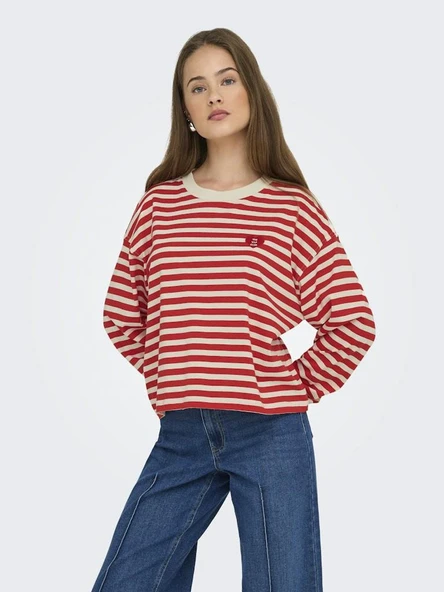 Only Lıvına Çizgili Kadın Sweat 15359682 - 1