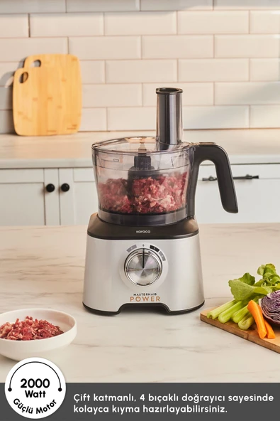 Karaca  Mastermaid Power 10 in 1 Mutfak Robotu Silver Blender Seti 2000w - 7