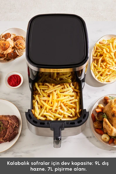 Karaca  Gourmet 9l Smart Color Screen Geniş Hazne Inox Airfryer - 4