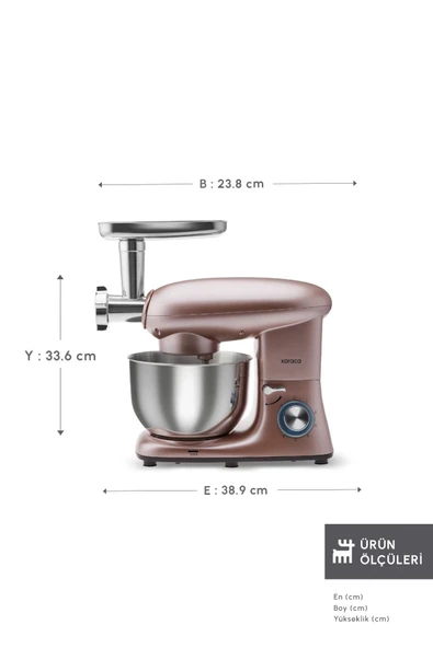 Karaca  Multichef Stand Mikser Rosegold Mutfak Şefi 1900w 5,5l Kıyma Çekme Sucuk-sosis Içli Köfte Ap. - Resim 2
