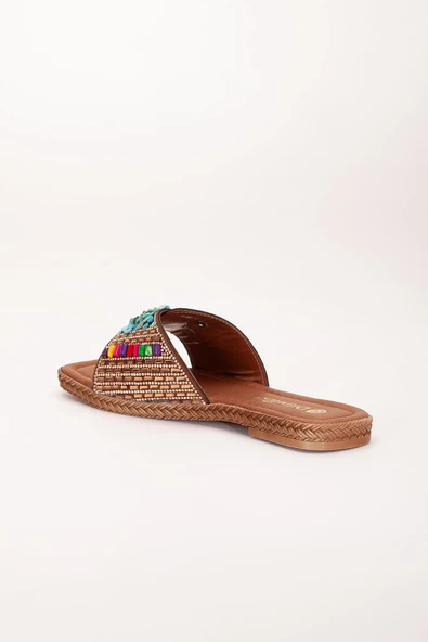 Kadın Düz Topuklu Terlik Rose Kalın Tek Bantlı Taşlı - Resim 5