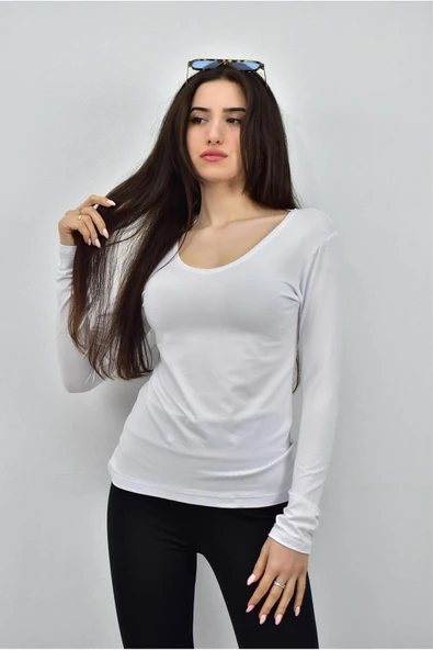 Royyen K-120 V Yaka Uzun Kol Ince Kadın Sweatshirt ürün görseli 1