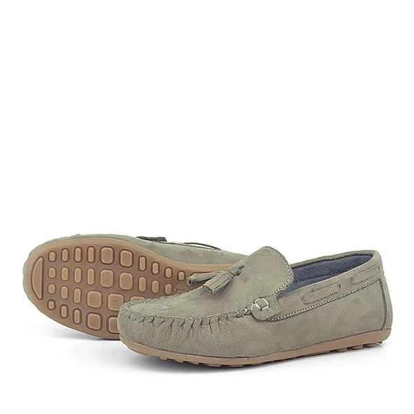 Rakerplus Kum Bej Cırtlı Erkek Çocuk Makosen Ayakkabı - Resim 6