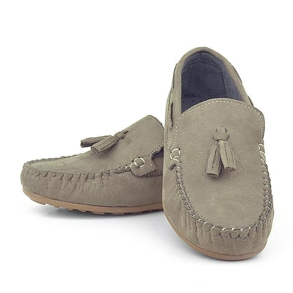 Rakerplus Kum Bej Cırtlı Erkek Çocuk Makosen Ayakkabı - Resim 11