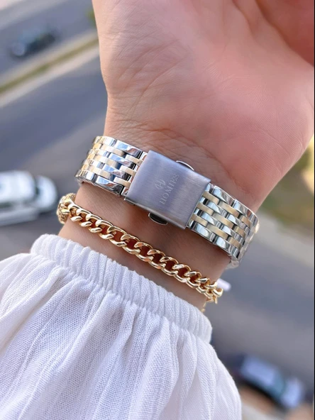 Homies Çelik Kordon 2 Yıl Garantili 30 Mt Suya Dayanıklı Kadın Kol Saati+Bileklik HM.B233240.3 - 3