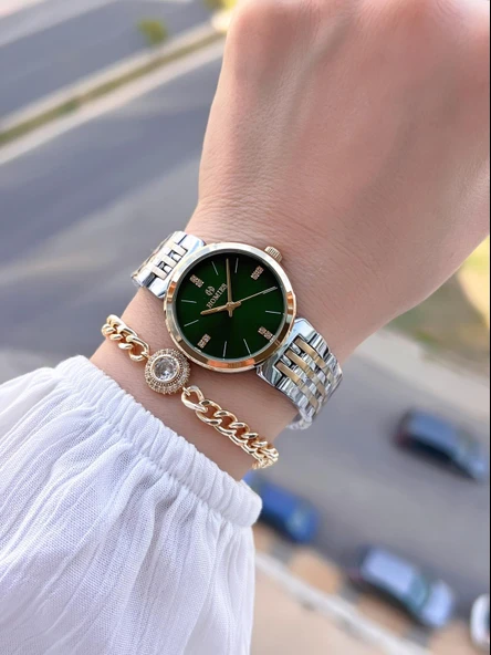 Homies Çelik Kordon 2 Yıl Garantili 30 Mt Suya Dayanıklı Kadın Kol Saati+Bileklik HM.B233240.4 - Resim 2