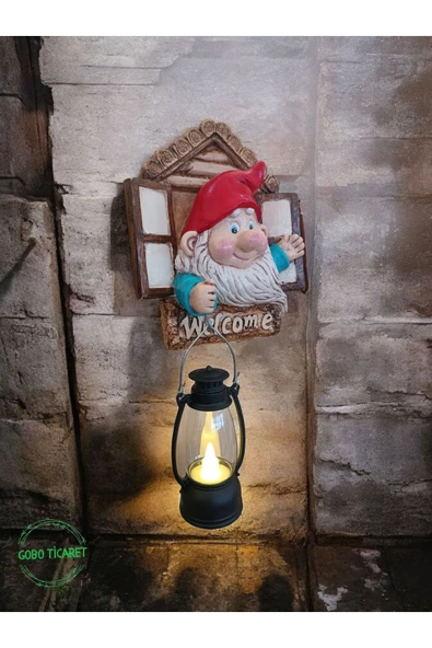 Gobo Fenerli Welcome Cücesi Dekoratif Kapı ve Duvar Süsü Farklı Renklerde - 4