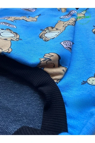 Goboticaret Garfield Desenli Mavi Kedi Köpek Kıyafeti Elbisesi Medium/M/Beden 2 - 3