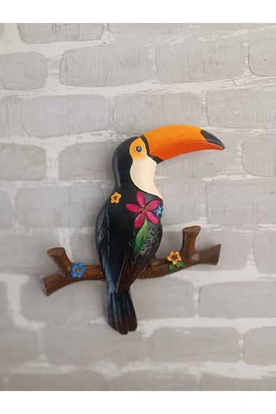 Gobo Büyük Boy Dekoratif Tukan Kuşu Farklı Renklerde Hediye Kutulu 1 Adet 23 x 26 cm - 1