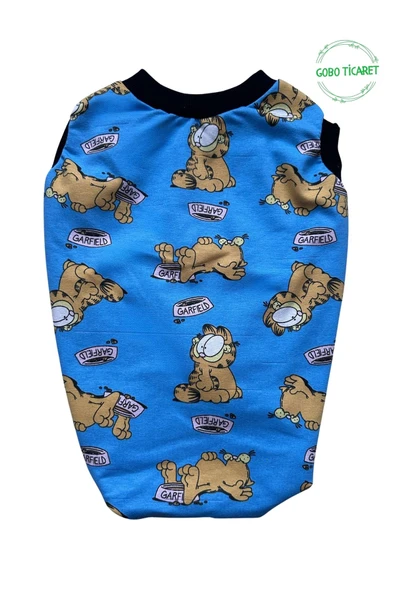 Goboticaret Garfield Desenli Mavi Kedi Köpek Kıyafeti Elbisesi Medium/M/Beden 2 - 2