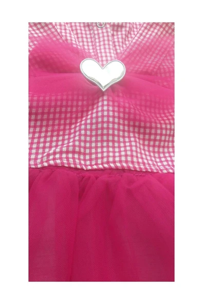 Gobo Pembe Kareli Kalpli Tüllü Kedi Köpek Kıyafeti Elbisesi XS/XSMALL/Beden 0 - 7
