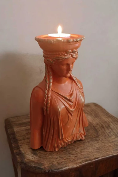 Gobo Dekoratif Masa Üstü Karyadit Kızı Hediyeli Mumluk Turuncu 18 X 12 Cm - 1