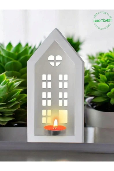 Gobo Mum Hediyeli 3'lü Ev Mumluk Seti – Dekoratif Aydınlatma & Şık Ev Dekoru(18,5 cm / 16,1 cm / 12,5 cm) - 6