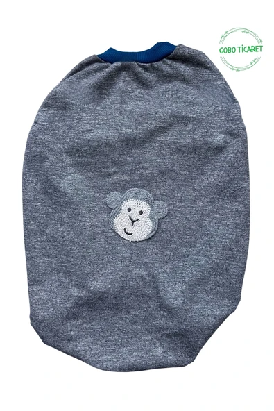Gobo Beyaz Maymun Aksesuarlı Gri Kedi Köpek Kıyafeti Elbisesi S/SMALL/Beden 1 - 1