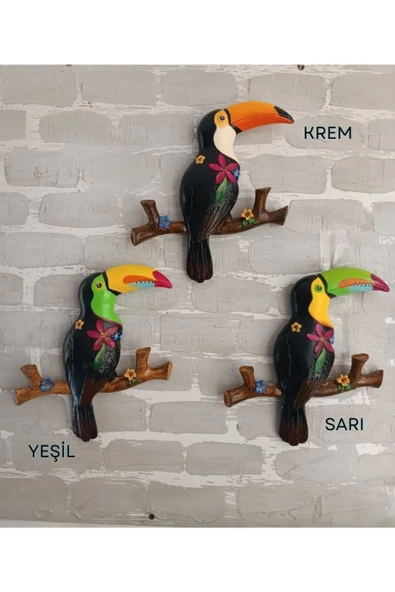 Gobo Büyük Boy Dekoratif Tukan Kuşu Farklı Renklerde Hediye Kutulu 2 Adet 23 x 26 cm - 4
