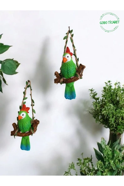 Gobo GoboTicaret 2 Adet Dekoratif Sallanan Duvar ve Bahçe Süsü Kuş Biblo Farklı Renk Seçenekleri 13*9 cm - 7