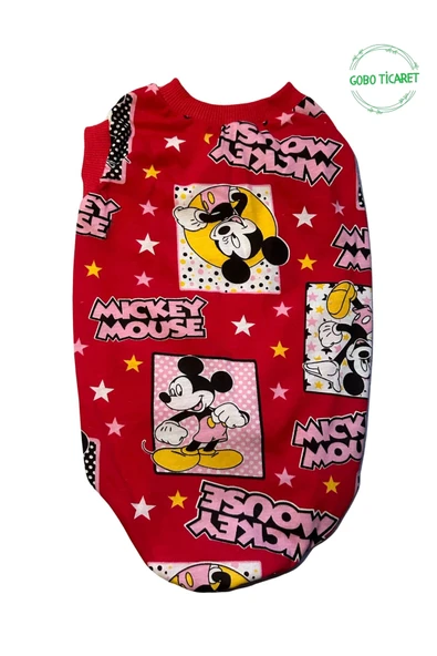 Goboticaret Kırmızı Mickey Mouse Desenli Kedi Köpek Kıyafeti Elbisesi Medium/M/Beden 2 - 2