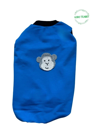 Gobo Beyaz Maymun Aksesuarlı Mavi Kedi Köpek Kıyafeti Elbisesi S/SMALL/Beden 1 - 2