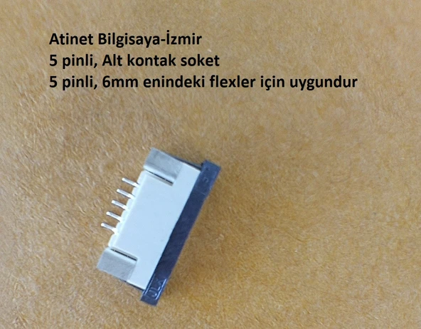 5 Pin 1Mm Adımlı Flex Soketi Flex Ffc Konnektörü alt kontak 5-1-Alt ürün görseli 1