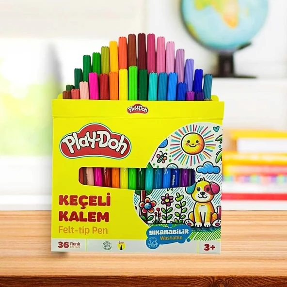 Play-Doh Karton Kutulu Keçeli Kalem 2 mm 36 Renk (KE023) ürün görseli