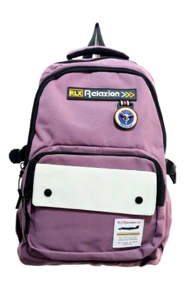 5 bölmeli keten okul çantası su geçirmez full astarlı menekşe lilası